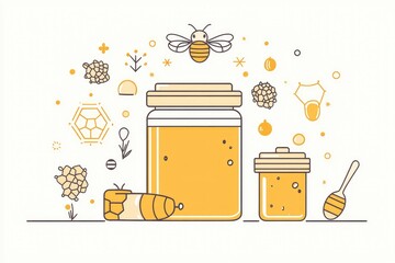 Bee Honey Superfood Vector Illustration Natural Medicine
