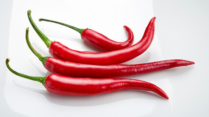 Fresh chili pepper isolated on white background. Raw organic vegetable for cooking, diet, and healthy eating.