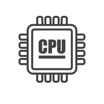 cpu chip icon, simple outline design clip art preview