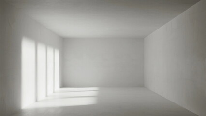 Fototapeta premium A Bright and Empty White Room with Sunlight Streaming In