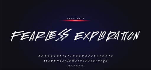 Hardest Brush Font. Hand Lettering Sketch Font. Vector Alphabet.