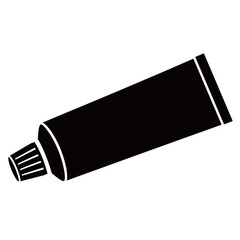 black and white silhouette of Toothpaste vector on white background