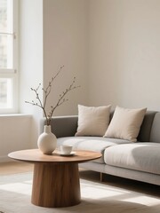Modern and Minimalist Living Room with Neutral Tones and Simple Decor
