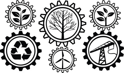 Fototapeta premium Sustainable technology integration with nature, representing eco-friendly manufacturing process
