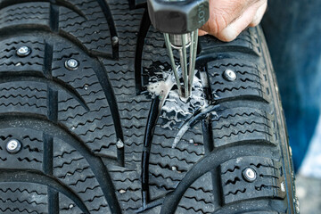 Replacement stud installation in winter tire after loss