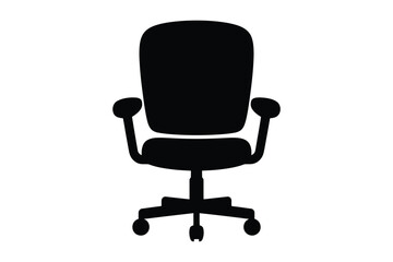 Fototapeta premium Black silhouette of an ergonomic office chair with wheels