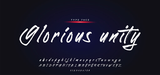 Hardest Brush Font. Hand Lettering Sketch Font. Vector Alphabet.