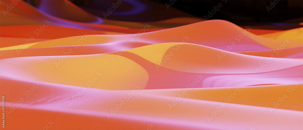 Poster vibrant and abstract desert dunes with smooth color gradients