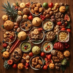 christmas background with nuts and spices