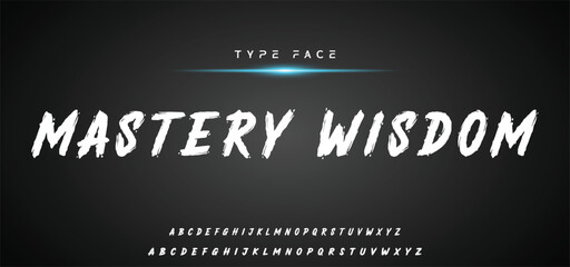 Hardest Brush Font. Hand Lettering Sketch Font. Vector Alphabet.