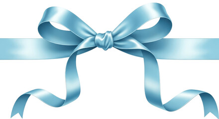 Blue ribbon bow graphic isolated PNG with Transparent Background