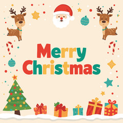 Merry Christmas greeting card vector banner design
