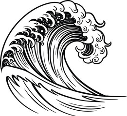 Fototapeta premium Elegant Japanese great wave illustration for print, apparel, and creative design projects
