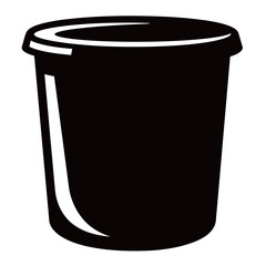 black and white silhouette of a laundry basket vector on a white background