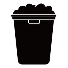 black and white silhouette of a laundry basket vector on a white background