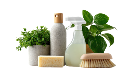 Eco-friendly cleaning supplies & plants