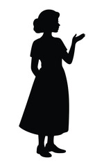 Silhouette of a young girl in a historical dress gesturing