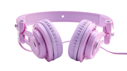 Pink Headphones with Textured Earcups on Transparent Background