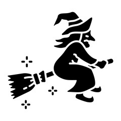 Witch Flying Glyph Icon Vector Illustration