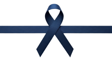 Dark blue ribbon for colon cancer awareness isolated PNG with Transparent Background