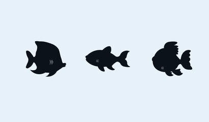 Silhouette of a collection of black fish design