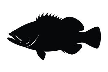 Black silhouette of a large fish with spiky fins