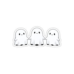 Sad ghosts holding hands in a line