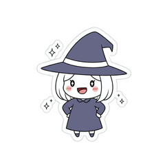 Cute witch with hands on hips posing