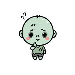 Obraz premium Confused zombie with a question mark