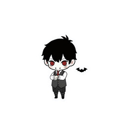 Cute chibi vampire with arms crossed