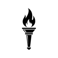 Black and white silhouette of a classic torch with flames.