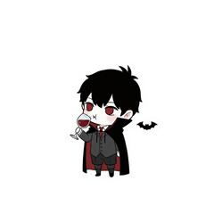 Vampire drinking from a wine glass