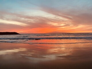 sunset on the beach, Atlantic Ocean, Tenerife 