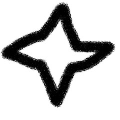 Hand drawn black star shape isolated on transparent background for decoration use