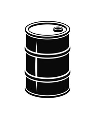 Black and white illustration of a metal oil drum