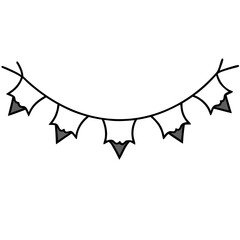 Garland With Bats Icon Line Art