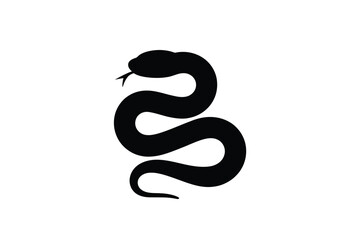 Stylized black silhouette of a coiled snake on white background