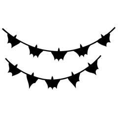 Garland With Bats Icon Vector Silhouette