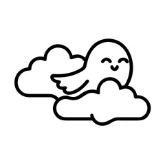 Ghost Drifting Through Clouds Icon Line Art