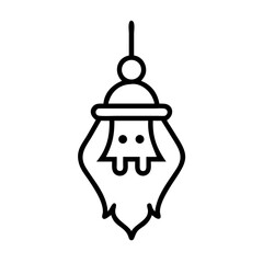 Ghost Face Hanging Lantern Icon Line Art