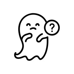 Ghost Emoji With Question Mark Icon Line Art