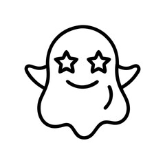 Ghost Emoji With Star Eyes Icon Line Art