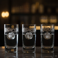 three glasses of champagne on the table