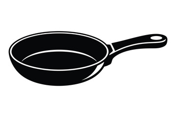 Simple black silhouette of a frying pan with a handle