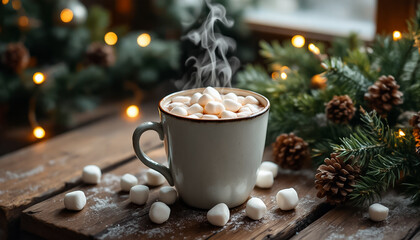 Warm Winter Drink with Marshmallows