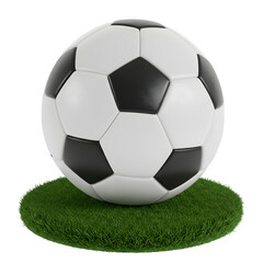 Fototapeta premium Soccer Ball on Grass 3d rendered, isolated on transparent background