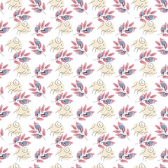 pattern, seamless, flower, floral, vector, wallpaper, illustration, design, leaf, decoration, butterfly, art, nature, vintage, spring, summer, texture, plant, ornament, pink, element, textile, drawing