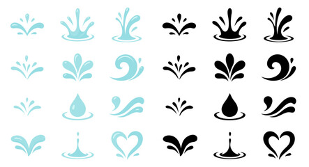 Versatile Vector Collection of Water Splashes, Drops, and Waves for Fluid Graphic Design and Motion Elements