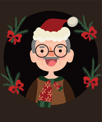 Holiday Grandfather and Branch, Ribbon Decoration 