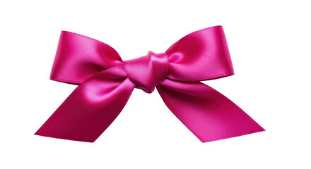 Shiny fuchsia pink ribbon bow isolated PNG with Transparent Background